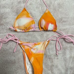 White Fox Vibrant Orange and Pink Bikini Set
